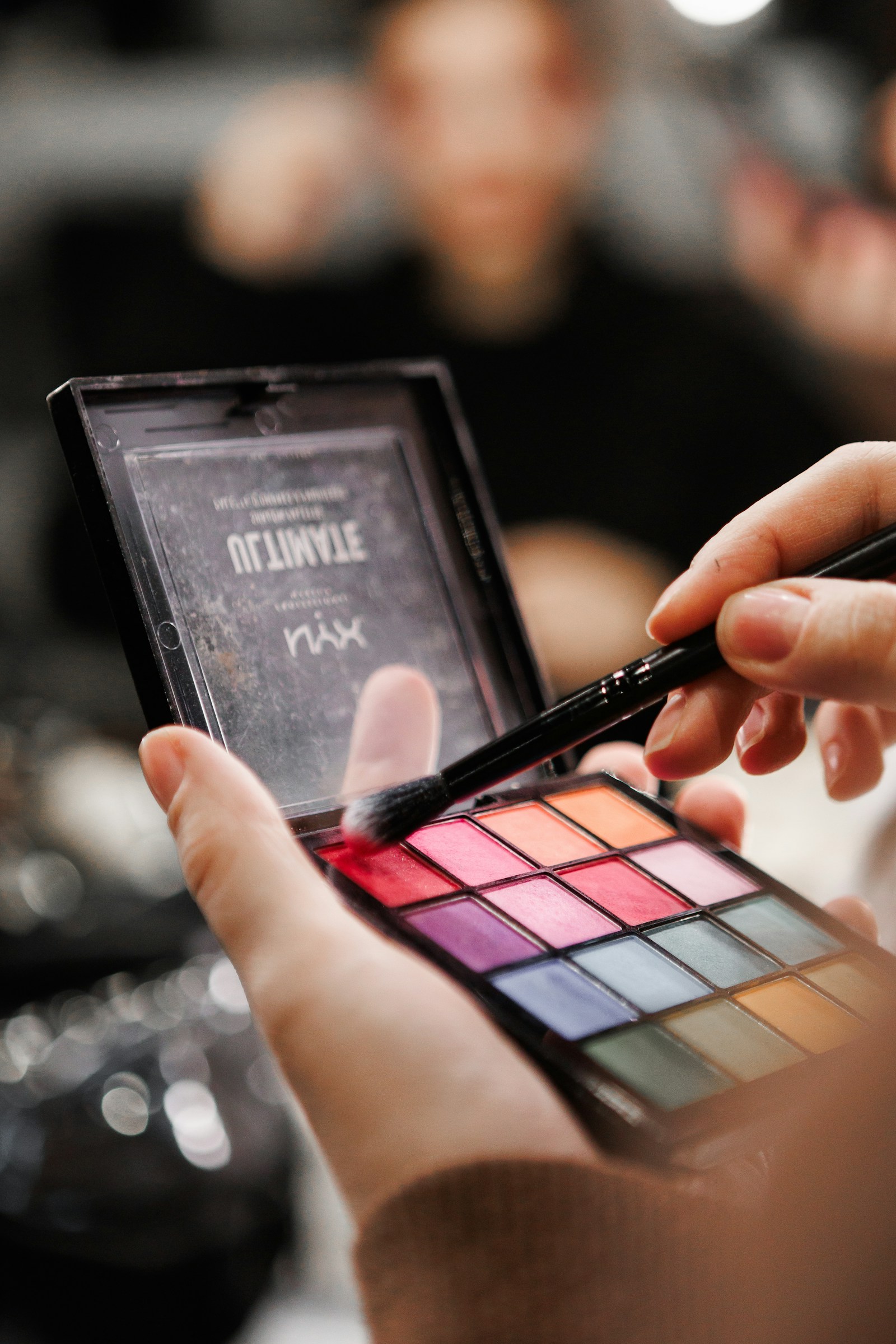 Makeup tools in use
